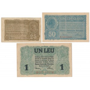 Romania, 25 & 50 Bani & 1 Leu 1917 (3pcs)