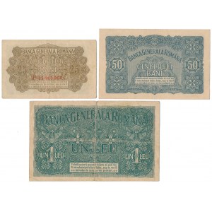 Romania, 25 & 50 Bani & 1 Leu 1917 (3pcs)