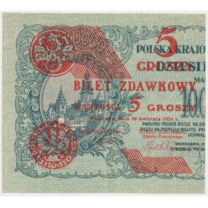 5 groszy 1924 - lewa połowa