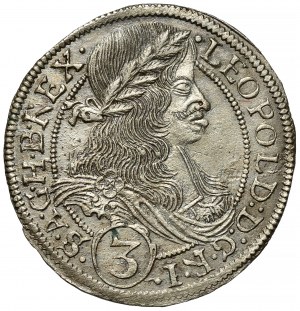 Slezsko, Leopold I., 3 krajcary 1665 FBL, Kladsko - vzácné