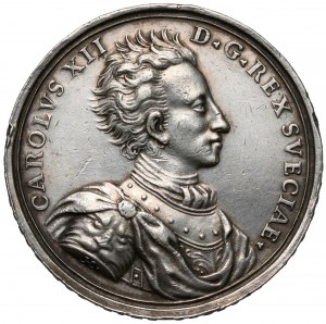 Švédsko, Karel XII, medaile bez data (1703-1706) - PAR ANIMO ROBVR