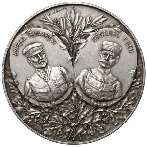 Francja, Medal SREBRO Generał Foch i admirał Ronarch (~1914) - Bataille de l'Yser