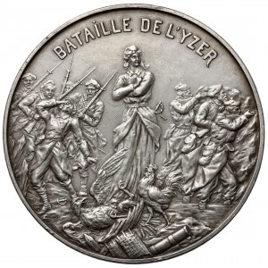 Francja, Medal SREBRO Generał Foch i admirał Ronarch (~1914) - Bataille de l'Yser