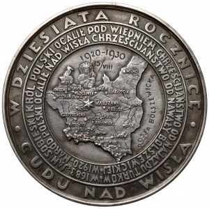 Medal, 10. Rocznica Cudu nad Wisłą / papież Pius XI 1930 - SREBRO