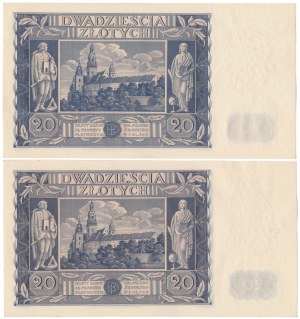 20 złotych 1936 - AN i DT - zestaw (2szt)