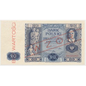 20 złotych 1936 - WZÓR - AH - perforacja