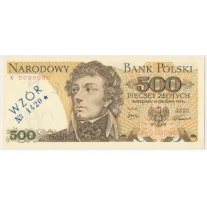 500 zł 1974 - WZÓR - K 0000000 - No.1420