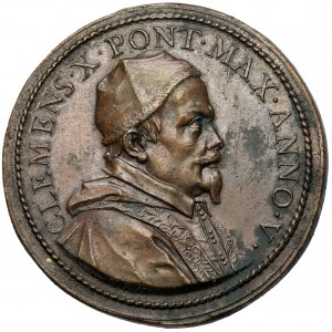 Vatikán, Klement X., medaile 1674 - Sobieského vítězství u Chocně (pozdější tisk)