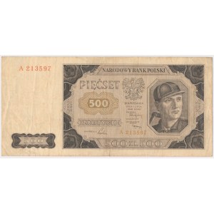 500 złotych 1948 - A - pierwsza seria - RZADKA
