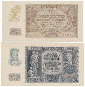 10 i 20 złotych 1940 - K - zestaw (2szt)