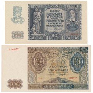 20 złotych 1940 i 100 złotych 1941 - zestaw (2szt)