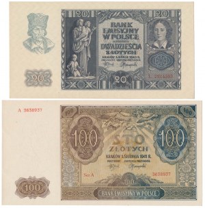 20 złotych 1940 i 100 złotych 1941 - zestaw (2szt)