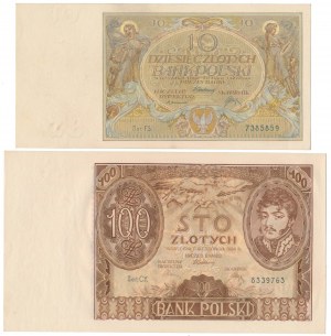 Zestaw 10 złotych 1929 i 100 złotych 1934 (2szt)