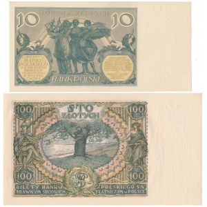 Zestaw 10 złotych 1929 i 100 złotych 1934 (2szt)