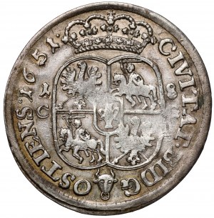 Giovanni II Casimiro, Ort Bydgoszcz 1651 CG - scudo arrotondato