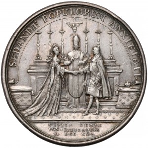 Francie, svatební medaile Ludvíka XV. a Marie Leszczynské (1725)