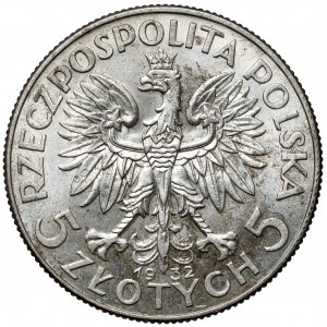 Głowa Kobiety 5 złotych 1932 bez znaku, Londyn