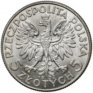 Głowa Kobiety 5 złotych 1932 bez znaku, Londyn