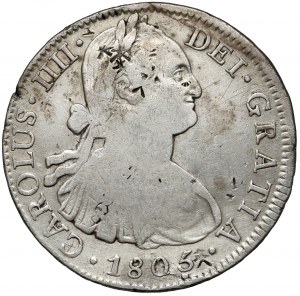 Spain, Charles IV, 8 reals 1805 Mo, Mexico - countermarked
