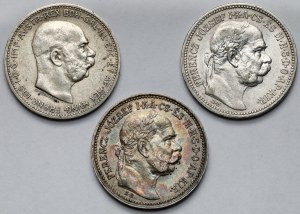 Austria-Ungheria, Francesco Giuseppe I, Corona 1914-1915 - set (3 pezzi)