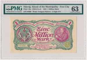 Danzig, 1 million marks 1923 - 5-digit numbering