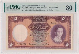 Irak, 5 Dinar 1931 (1942)