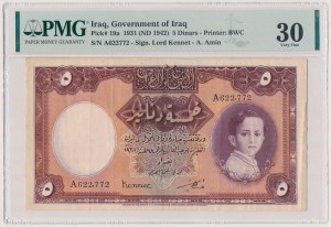 Irak, 5 Dinars 1931 (1942)