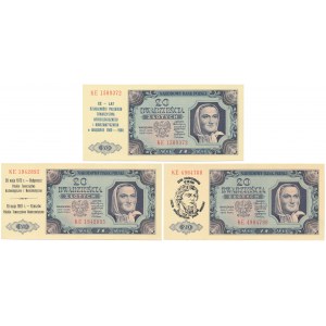 20 złotych 1948 - z nadrukami okolicznościowymi (3szt)