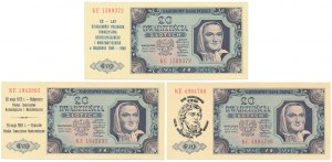 20 zloty 1948 - avec impressions commémoratives (3pc)