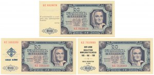 20 zloty 1948 - avec impressions commémoratives (3pc)