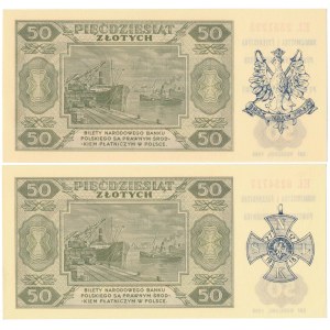 50 złotych 1948 - z nadrukami okolicznościowymi (2szt)