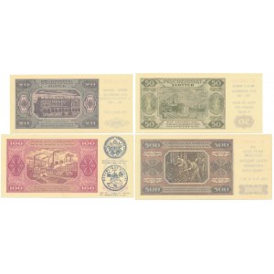 Zestaw 20 - 500 złotych 1948 - z nadrukami okolicznościowymi (4szt)