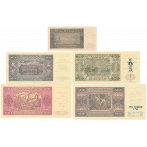 Zestaw 2 - 500 złotych 1948 - z nadrukami okolicznościowymi (5szt)