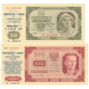 50 i 100 złotych 1948 - z nadrukami okolicznościowymi (2szt)