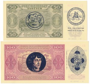 50 and 100 zloty 1948 - with commemorative prints (2pcs)