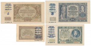 Banknoty okupacji z nadrukami 1986 - Powstanie Warszawskie (4szt)