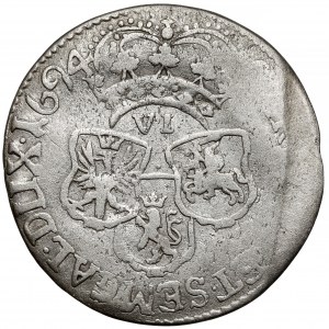 Courland, Frederick Casimir Kettler, Sixth Mitawa 1694 - 3 shields - very rare