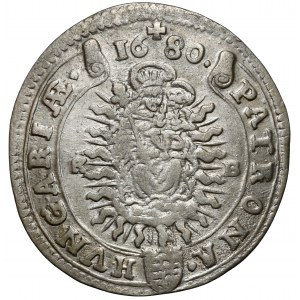 Węgry, Leopold I, 15 krajcarów 1680 KB, Kremnica