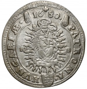 Hungary, Leopold I, 15 krajcars 1680 KB, Kremnica