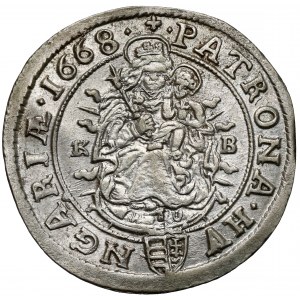 Węgry, Leopold I, 6 krajcarów 1668 KB, Kremnica