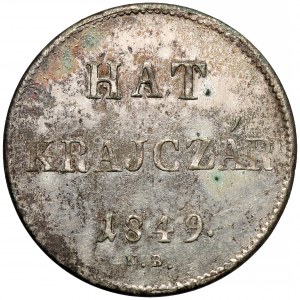 Maďarsko, 6 krajcars 1849 NB, Nagybanya