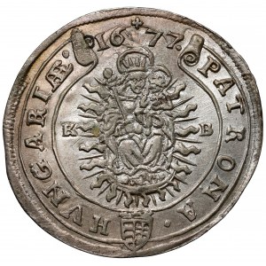 Węgry, Leopold I, 15 krajcarów 1677 KB, Kremnica