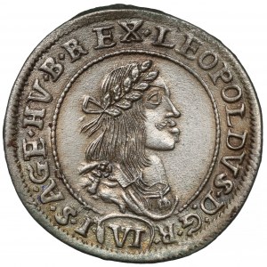 Węgry, Leopold I, 6 krajcarów 1671 KB, Kremnica