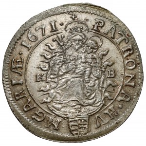 Węgry, Leopold I, 6 krajcarów 1671 KB, Kremnica