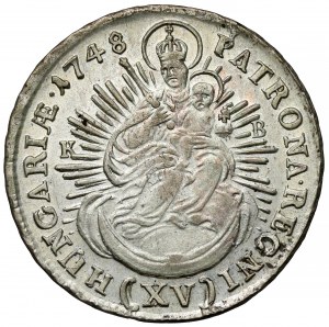 Hongrie, Marie-Thérèse, 15 krajcars 1748 KB, Kremnica
