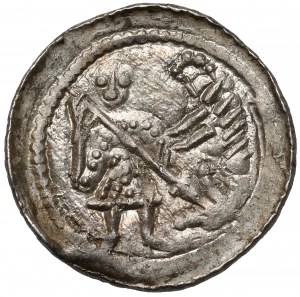 Boleslaw III the Wry-mouthed, Denarius - Fight with the Dragon - beautiful