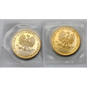 Próba ZŁOTO 2000 złotych 1980 Lake Placid - Biegi - zestaw (2szt)