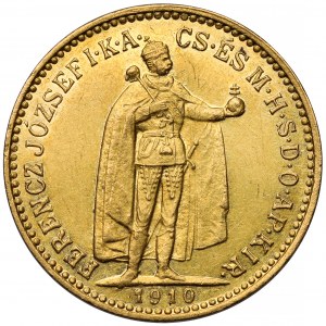 Hongrie, François-Joseph Ier, 10 couronnes 1910 KB, Kremnica