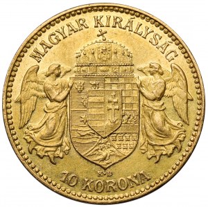 Hongrie, François-Joseph Ier, 10 couronnes 1910 KB, Kremnica