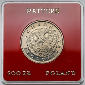 Próba CuNi 200 złotych 1986 Głowa sowy